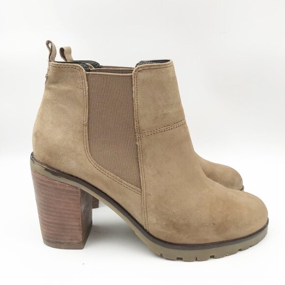 CREVO Alicia Chelsea Hiker Block Heel Dark Taupe Boots Ankle Booties Womens 8 - Picture 3 of 11